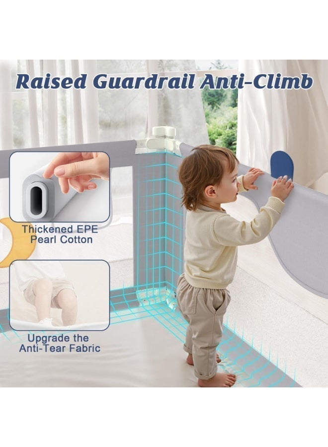 واي آند دي حاجز أمان طويل للغاية لسرير الأطفال الصغار مقاس 75 بوصة | حاجز أمان للسرير قابل للتعديل من جانب واحد مع أقفال أمان مزدوجة وجيب تخزين جانبي | مناسب تمامًا للأسرة المزدوجة/الكاملة/الكبيرة/الكبيرة جدًا (نمط الدب) - Image 4